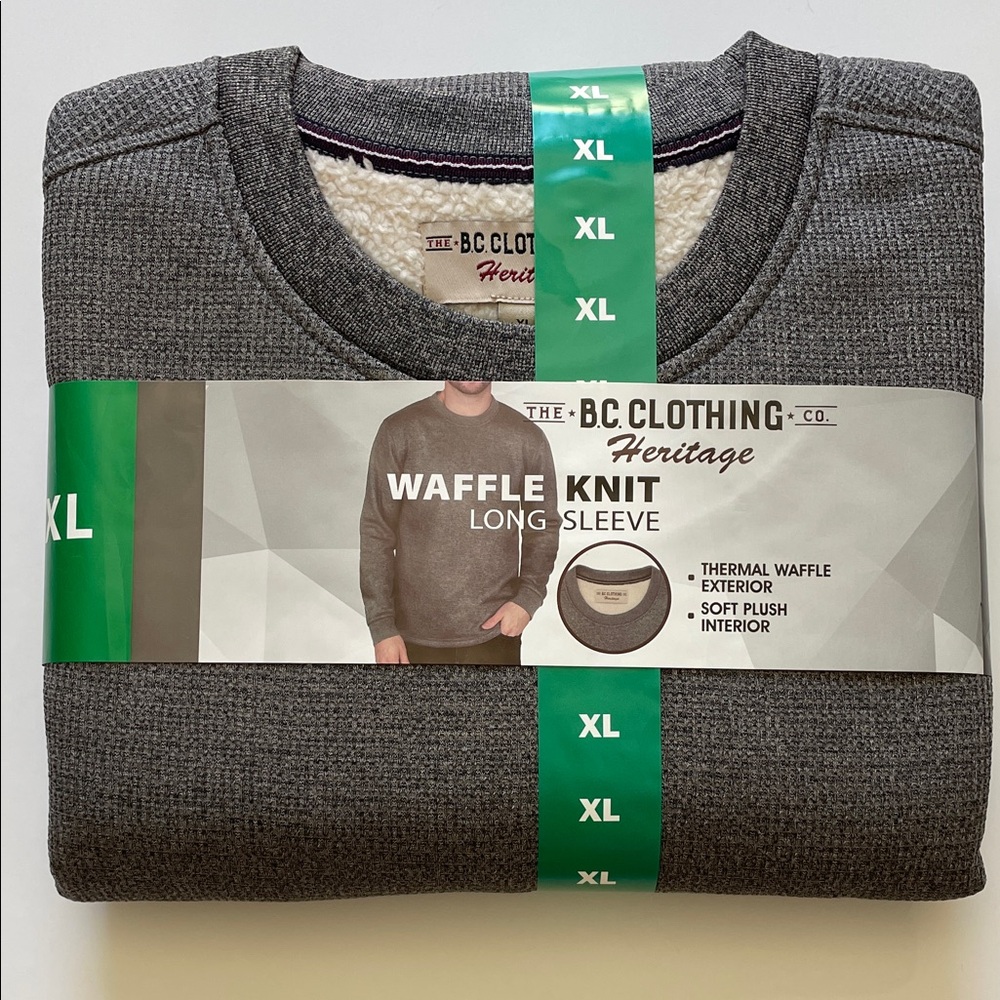 THE B.C. CLOTHING HERITAGE THERMAL WAFFLE MEN GRAY, SIZE XL / Z3